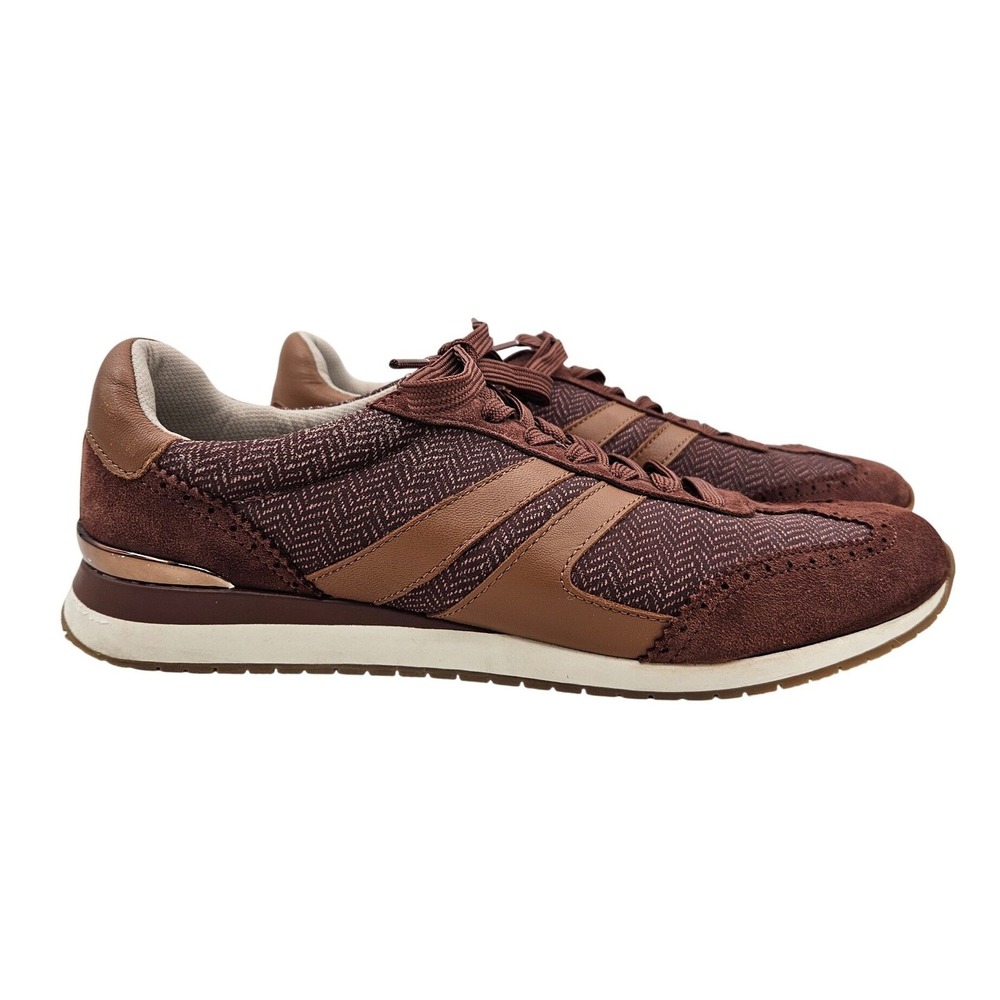 Naturalizer Lorena Brown Herringbone Leather Suede Sneakers Brown Women Shoes